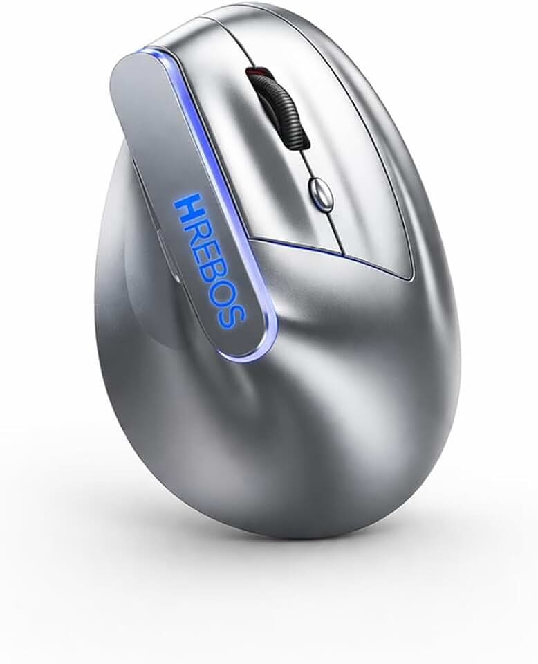 Mouse Vertical Ergonômico Sem Fio 1600 DPI Bluetooth 2.4G, Recarregável, Design Confortável, Anti Dor, 6 Botões, Ajuste DPI, USB, Wireless, Computador, Notebook, PC