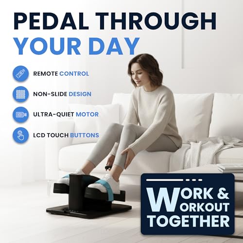 Under Desk Elliptical Machine – Electric Seated Pedal Exerciser for Seniors & Adults, Quiet Ellipse Leg Exerciser with 12-Speed Corded Electric Control, Remote, LCD Foot Pedals for Home Office Workout by Club Kefi - Image 3