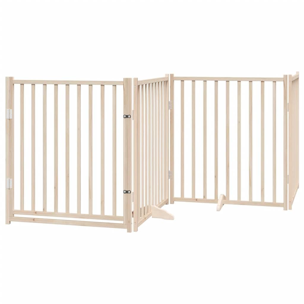 Homgoday Barrera para Perros,Barrera de Seguridad para Perros Mascotas,Puerta Seguridad Perros Puerta para Perros Plegable 8 Paneles Madera de álamo 640 cm