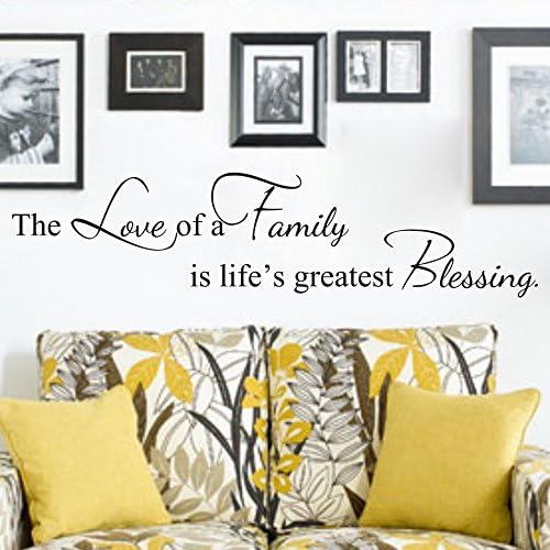 Maribeatty The Love of A Family is Life's Greatest Blessing Wall Sticker Quote Vinyl Art Lettering Picture Wall Decal Decor