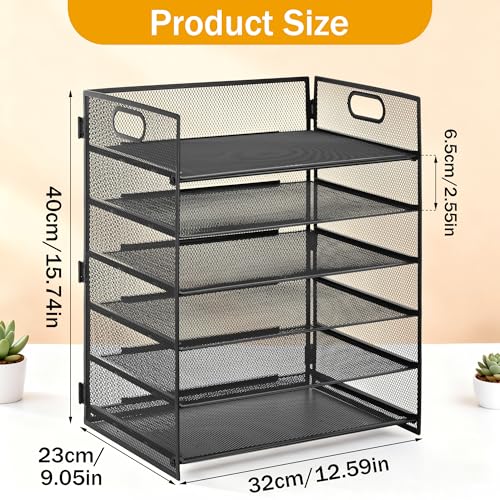 6 cases rangement bureau JIANTA en métal noir pour stopper le désordre des papiers A4 - 3