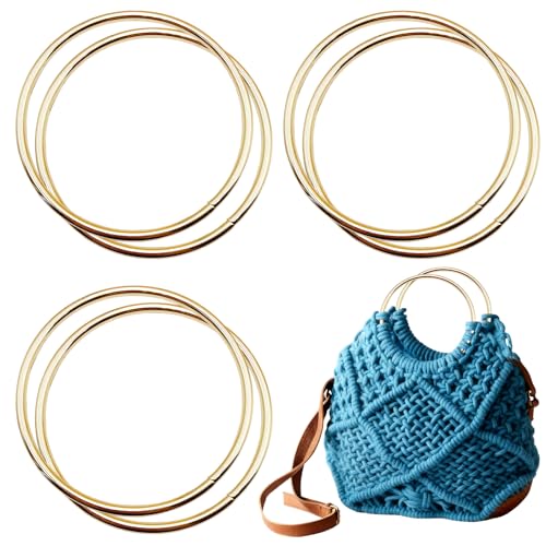 VEGCOO 8 Manijas Metálicas para Bolsos Asas de Cuero Sintético de Reemplazo en Dorado para Bolsos Tote Reparación y Creación de Bolsos de Mano Proyectos DIY Manualidades (Dorado Diá 10cm)