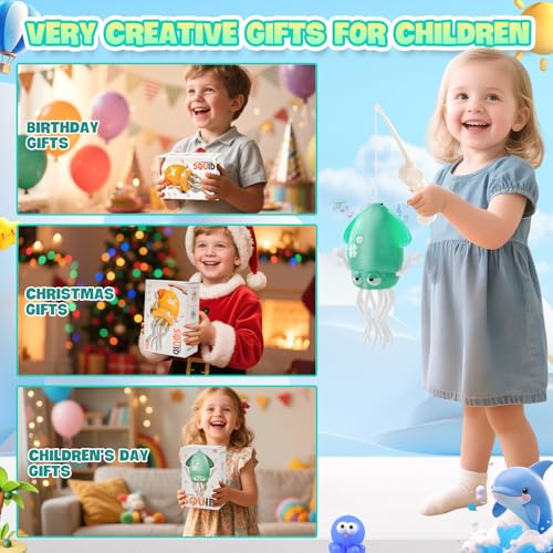 LTFIOON Electric Dancing Octopus Toy, Tanzendes Oktopus-Spielzeug für Kinder mit LED & Musik, 2 Modi Aufrecht & Krabbelnd, Automatisches Ausweich-Oktopus-Spielzeug, Geschenk für Jungen Mädchen (Grün)