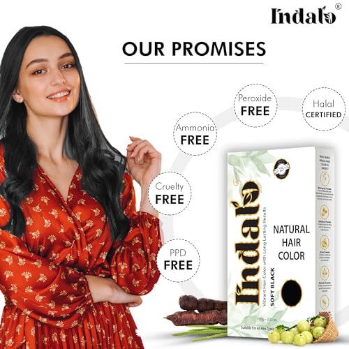 Image of Indalo Natural Hair Color Soft Black | No Ammonia, No Paraben, No PPD, Soft Black Hair Color | Suitable for Men & Women - 100g (Pack of 3)