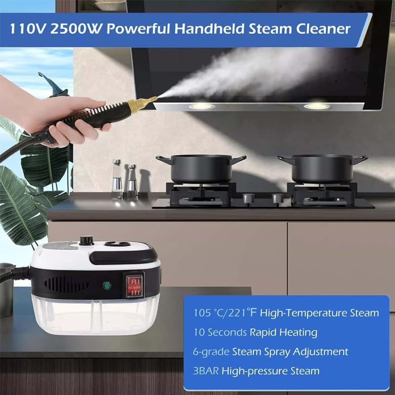 Saker handheld steam cleaner,36oz Large Capacity 2500W Steam Cleaner with 6-Level Adjustment, 10s Quick Heat for Kitchen, Bathroom, Car (Red-Dual Control (Upgraded Touch Control)) - Image 6