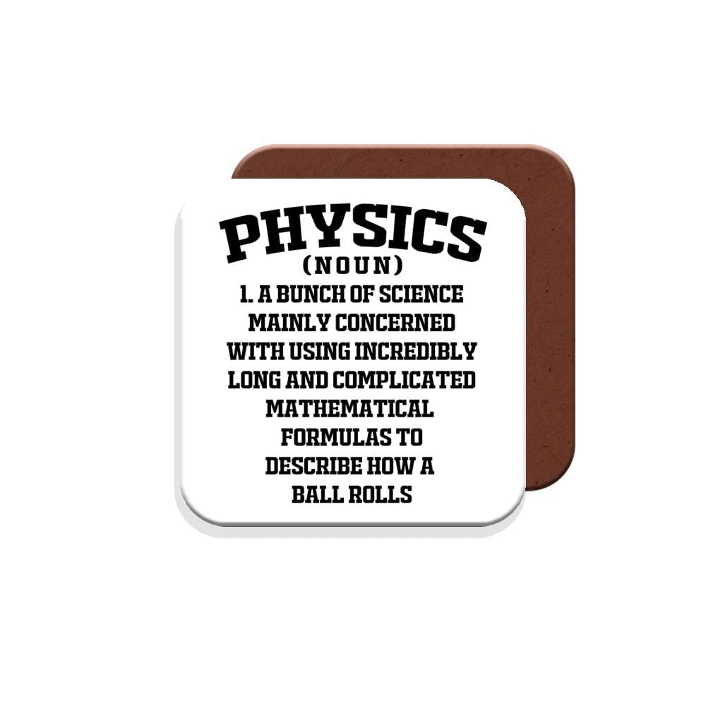 Muggz Coaster Gift For Science Teacher/Student - Physics (Noun) 1. Funny Physics Definition For Teachers And Scientists - Giftset - Made By In The Uk
