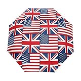 ALAZA Union Jack British Flag 3 Folds Auto Open Close Anti-UV Umbrella