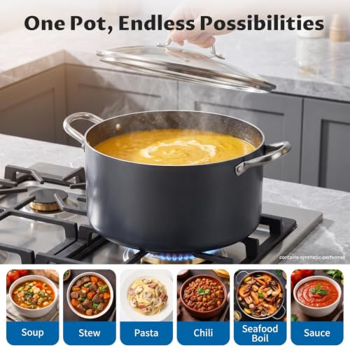 BEZIA 8 Quart Nonstick Stock Pot with Lid, Induction Compatible Cooking Pot - Image 5