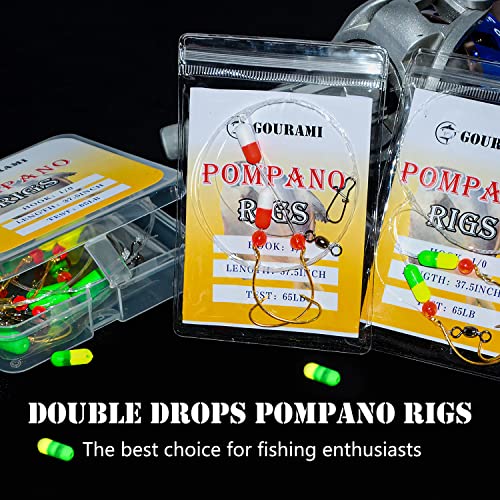 Gourami 6/12PCS Saltwater Pompano Rigs for Surf Fishing,Double Drops Pompano Rig with Floats,Florida Offshore Surf Fishing - Image 6