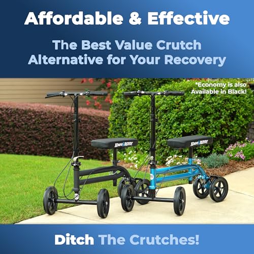 KneeRover Economy Knee Scooter Steerable Knee Walker for Adults for Foot Surgery, Broken Ankle, Foot Injuries - Foldable Knee Rover Scooter for Broken Foot Injured Leg Crutch (Blue) by KneeRover - Image 4