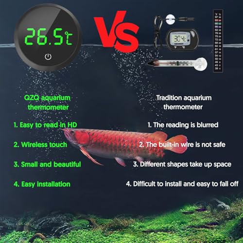 QZQ Fish Tank Thermometer Aquarium Thermometer Digital Wireless Touch Stick LED Display ±1°C for Monitoring The Fish Tank Aquarium Temperature Accessories - Image 6