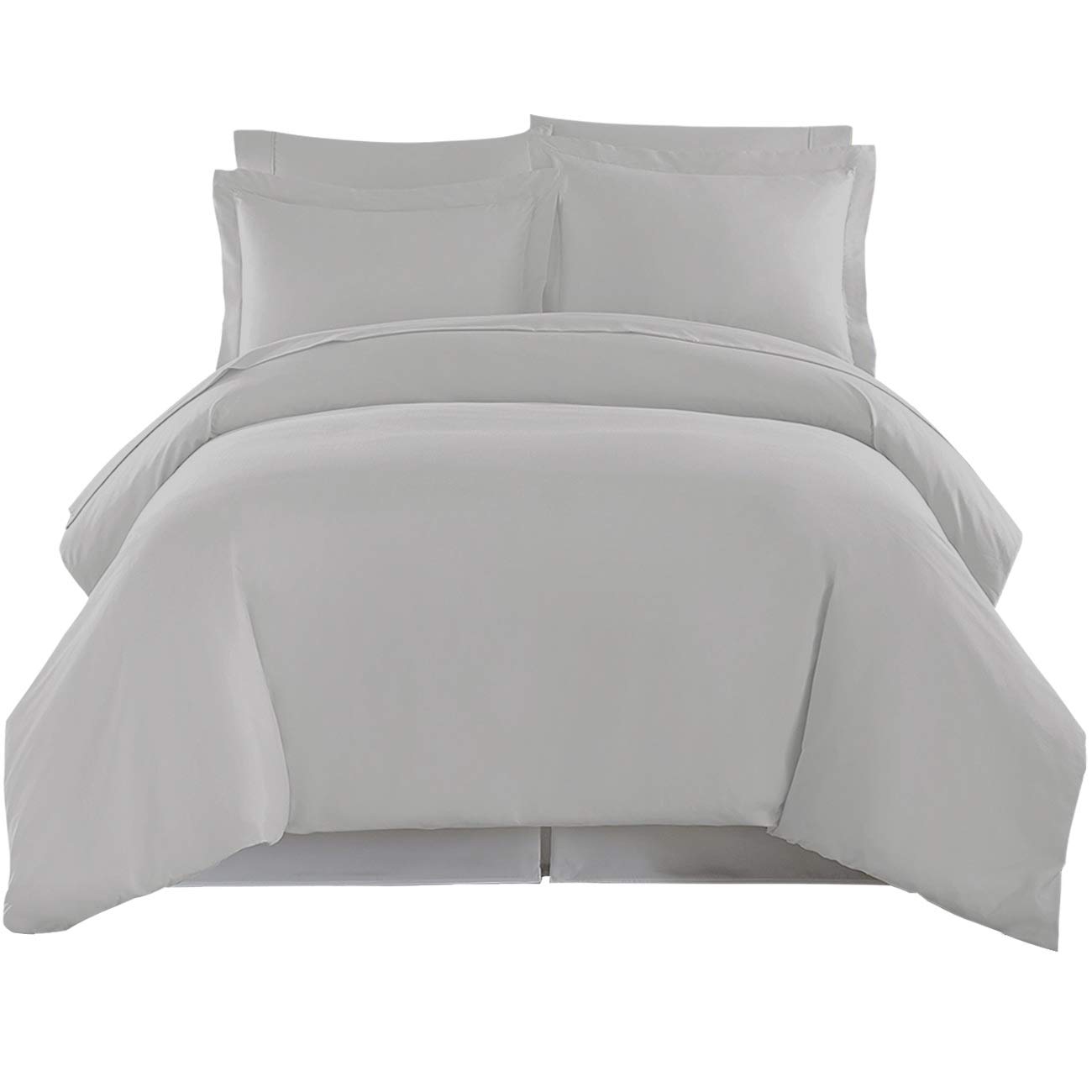 Ultra-Soft Organic 3 PC Duvet Set with GOTS certification, ecofriendly, bedding solid, (1 Duvet Cover + 2 Pillow Shams) 800TC - Organic Cotton Duvet Set (Full/Queen, Silver Grey)