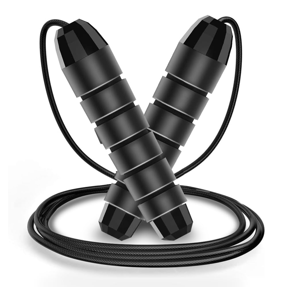 Skipping Rope, Jump Rope Adjustable, Jumping Rope with Tangle-free PVC Coated Steel Cable, Rapid Ball Bearings & Soft Foam Handle For Men Women Kids Home Exercise, Fitness, Fat Burning, Boxing