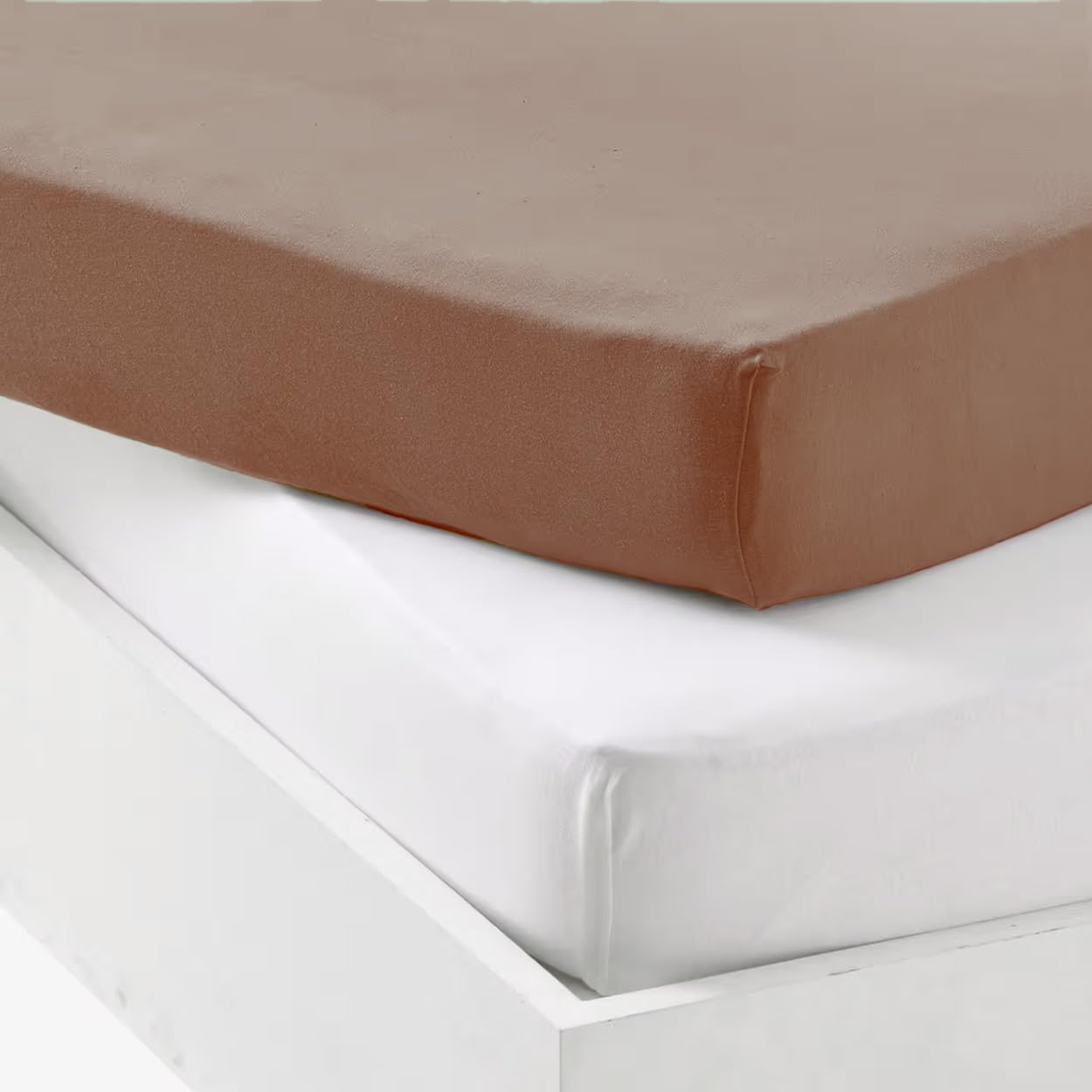 Mon PTIT Dodo Set of 2 Jersey Fitted Sheets White/Brown 60 x 120 cm