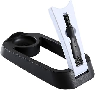 FRCOLOR Foldable Electric Shaver Stand with Draining Base Cleaning Brush Space-saving Shaving Holder for Men for Travel and Home Use Black