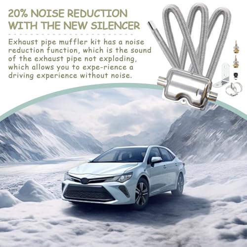 Surplex Verbeterde geluiddemper met 300 cm uitlaatslang voor stroomgenerator, auto roestvrij stalen uitlaatpijp staande verwarming, uitlaatpijp leidingen met 2 klemmen voor Ebespacher lucht diesel - Afbeelding 6