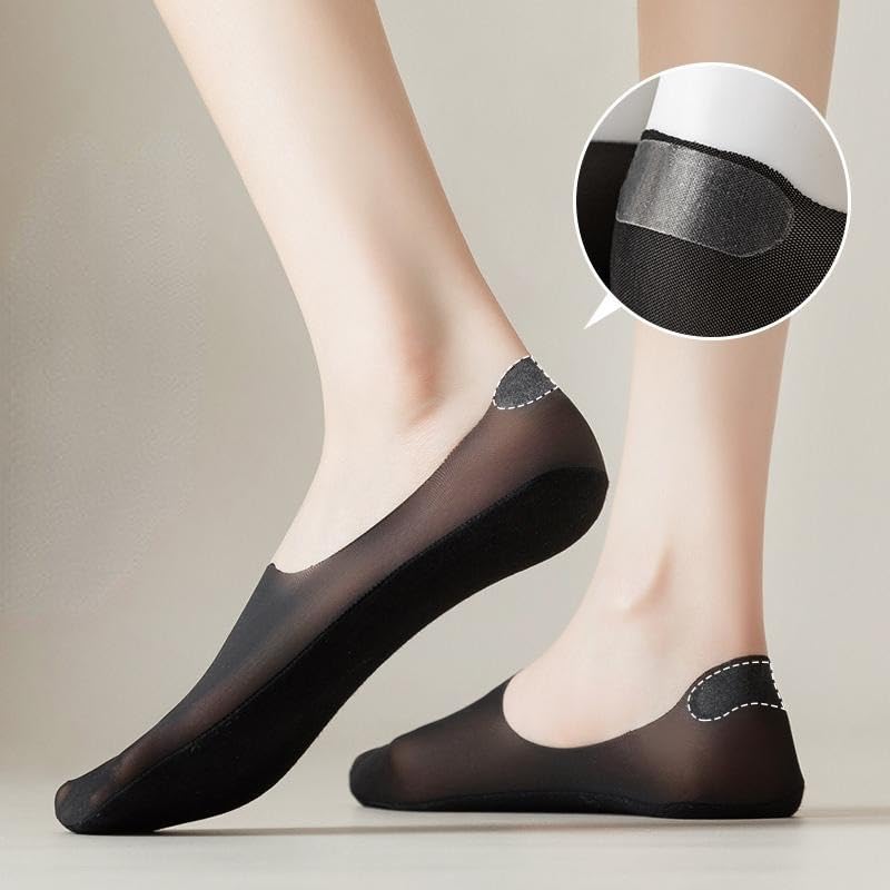 ELEG & STILANCE Women's Low Cut Invisible Net Socks No Show Loafer Toe Anti Slip Foot Socks Set For Sneaker and Loafers (IN, Alpha, Free Size, 5, Net Socks 2)