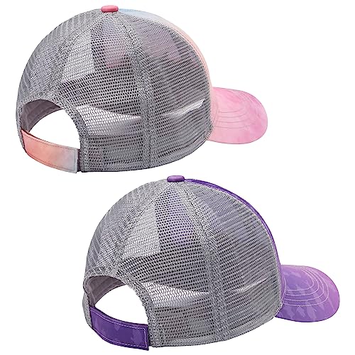 Image of BASSDASH 2 Pack Altimate Fishing Hunting Hat Mesh Back for Men Women Adjustable Baseball Trucker Cap Camo Blaze Orange