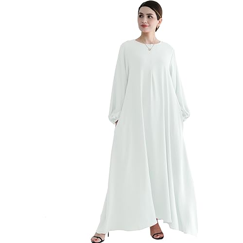 Jazvano Women Classic Abaya Dress Eid Prayer Clothes Dubai Women Robe Islamic Salah Muslim Robe Soft Jilbab