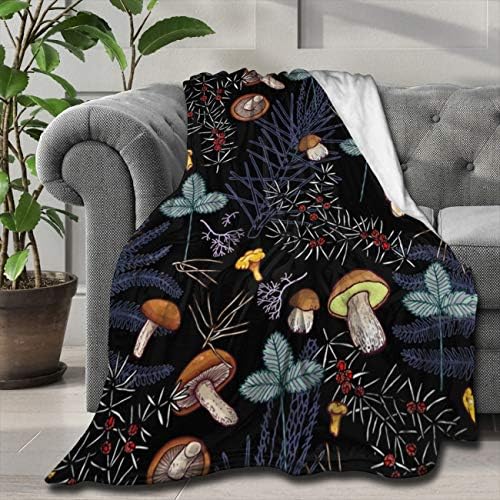 ARTIEMASTER Dark Wild Forest Mushrooms Customized Blanket Soft and Lightweight Flannel Throw Suitable for Use in Bed, Living Room and Travel 50"x40" for Kid