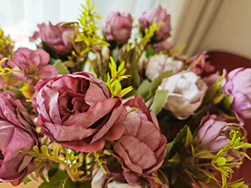 4 confezioni di peonie artificiali dipinte a olio