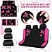 BBTO 47 Pcs Butterfly Car Seat Full Set Butterfly Car Accessories for Women 5 Front Rear Seat Covers Wrist Strap 2 Pieces Cup Mat Armrest Pad 2 Belt Cover Accessories for SUV(Rose Red)