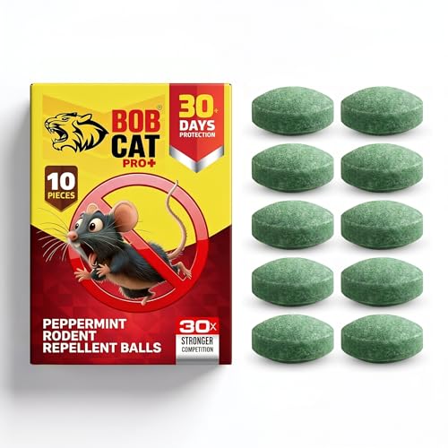 Image of BOB CAT Pro+ Peppermint Repellent Rat Balls | Protection from Rodent | Safe No-Kill | 100% Herbal & Natural | 30-Day Protection | for Car, Home,Warehouse,Factory & Office | 10 Piece |Formulation 1X