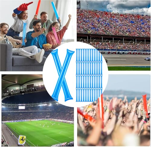QOOWFEANIG Thunder Sticks Thicken Plastic Cheersticks Inflatable Thunder Sticks Cheering Stick Clapper Noise Makers Toys for Sports Games Birthday Party Supplies Wedding (50PCS Blue) by QOOWFEANIG - Image 7