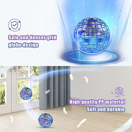 XINHOME Fliegender Balls 2026, Flying Ball mit Led-Beleuchtung, Orbi Ball Drohne Hover Toy Flying Spinner Geschenke für Jungen Mädchen Kinder 6-12 Jahre Flying Orb Ball Spielzeug Blau