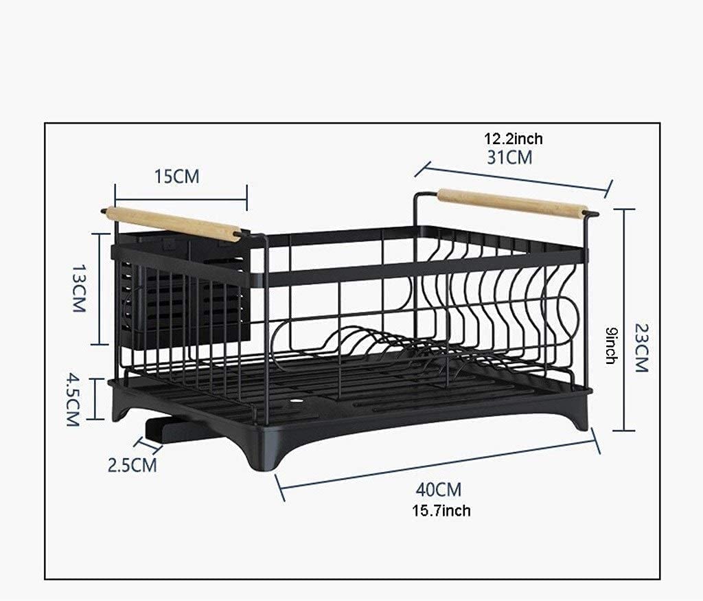 Scolapiatti Scaffale Per Piatti In Acciaio Inossidabile Scaffali Per Da Cucina Scarico Per Lavello Per Bacchette Cucchiai Stoccaggio Stendino Portaposate Cucina(Black)