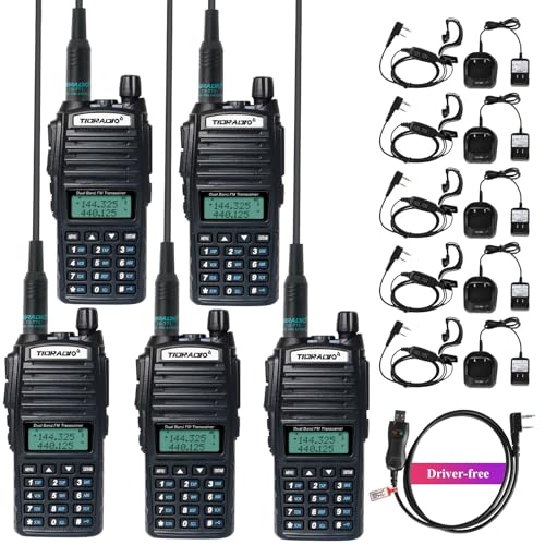 BaoFeng Radio BaoFeng UV-82 Ham Radio 144-148/420-450Mhz 2 Way Radio with Driver Free Programming Cable Long Range Dual Band Two-Way Radio Walkie Talkie (5 Pack-Black)