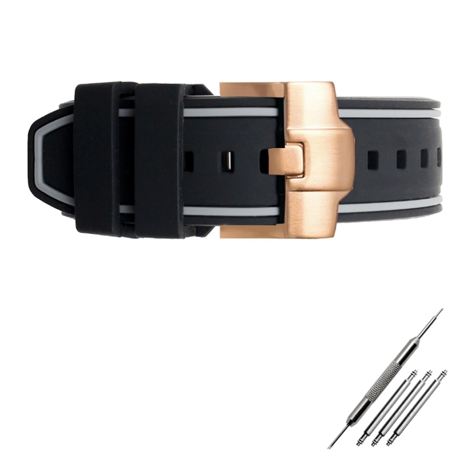 Bracelet caoutchouc silicone pliable 23mm 24mm anti irritation montre - 5