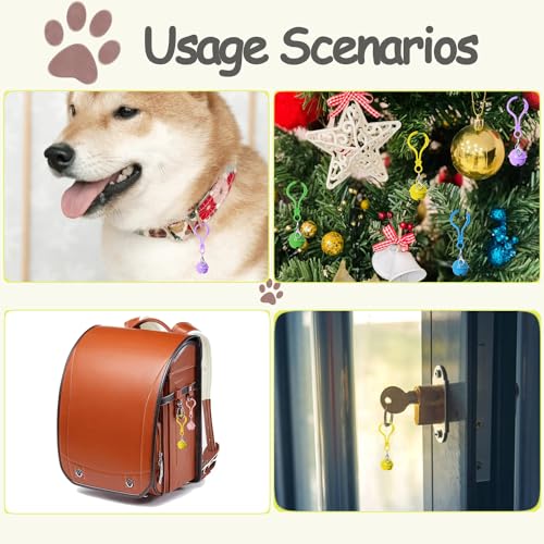 Aoche Pet Bells for Collars, 6pcs Dog Bells Cat Bells Multi-Color Dog Collar Charms Pet Pendant Accessories with Clasps