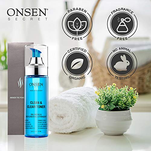Onsen Japanese Clean & Clear Face Toner - Daily Perfecting & Revitalizing Toner with Witch Hazel, Aloe Vera, and Japanese Natural Hot Spring Minerals, Alcohol-Free, Skin Care Toner for Face, 6.5 oz - Thumbnail 2