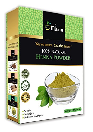 mi nature Henna Powder for hair color red/brown, Lawsonia Inermis, 100% Pure, Natural and Organic From Rajasthan, India (227g/(1/2 lb) For Hair Dye/Color