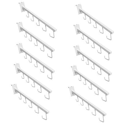 DBM IMPORTS 10 Pc White Waterfall 5 J Hook Gridwall Hooks 17.5