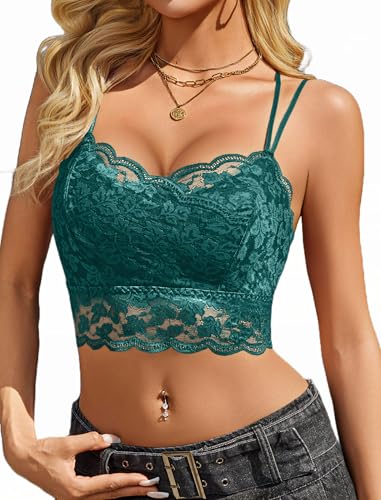 Image of Avidlove Bralettes for Women Lace Camisole V Neck Double-Layered Adjustable Strap Tank Cami Crop Top