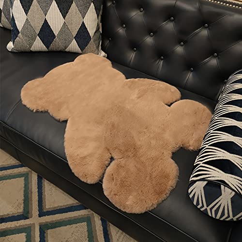 Tennola 3X3.9Ft Small Bear Shaggy Rug,Soft Fluffy Faux Sheepskin Fur Rug Fuzzy Shag Area Rug Cute Plush Carpet For Nursery Kids Girls Bedroom Room Aesthetic Living Room Floor Home Decor Khaki thumb #2