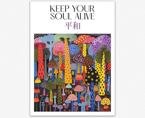 Affiche de Forêt de Champignons Wallbuddy - Art Mural Abstrait et Psychédélique en 30 x 40 cm