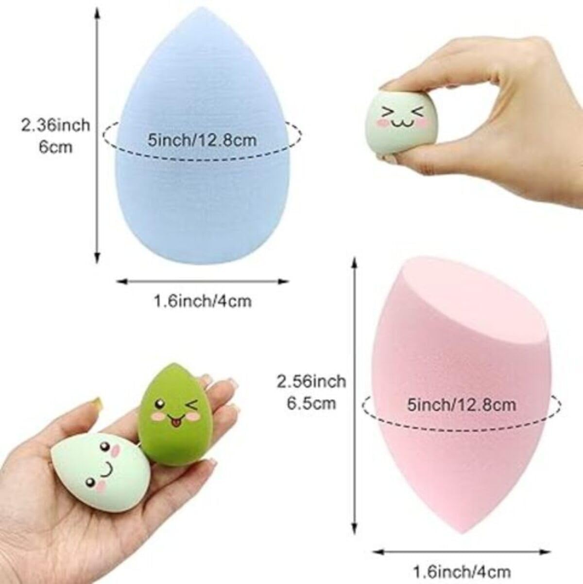 SMART BEAUTY Makeup Sponge Set with Kabuki Brush, 2 Beauty Blending Sponges and Soft Pink Powder Brush, 3 Piece Set 1