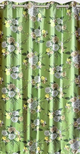 Image of Homefab India Eyelet Polyester Floral Long Door Curtain - 9 ft, Green - 1 Piece