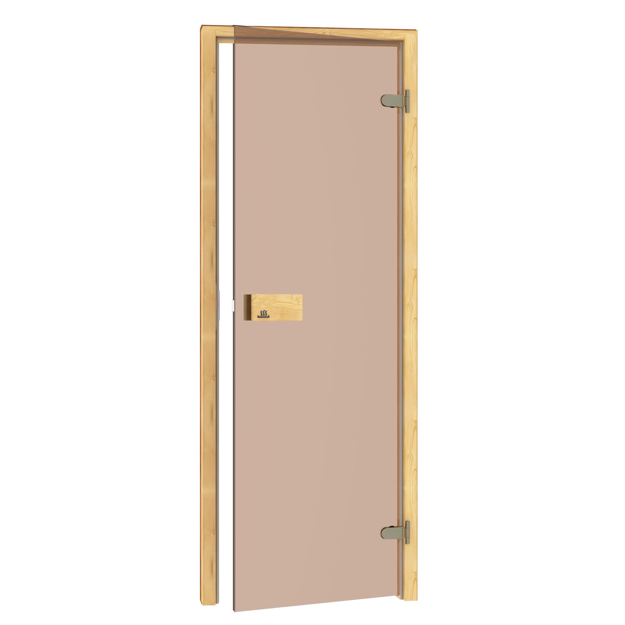Porta per sauna CLASSIC 70 x 190, vetro temperato di alta qualità da 8 mm, telaio in legno massiccio, facilmente regolabile DIN sinistra destra (pino bronzo)