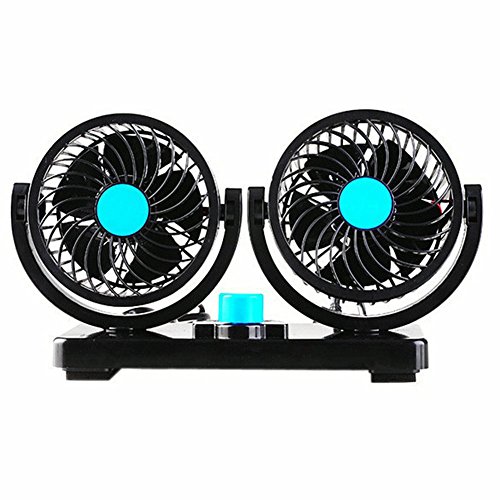 Willcomes 12V Dual Head Car Auto Cooling Air Fan 360 Degree Rotation Powerful