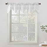 No. 918 48922 Alison Sheer Lace Kitchen Curtain Valance, 58' x 14', White
