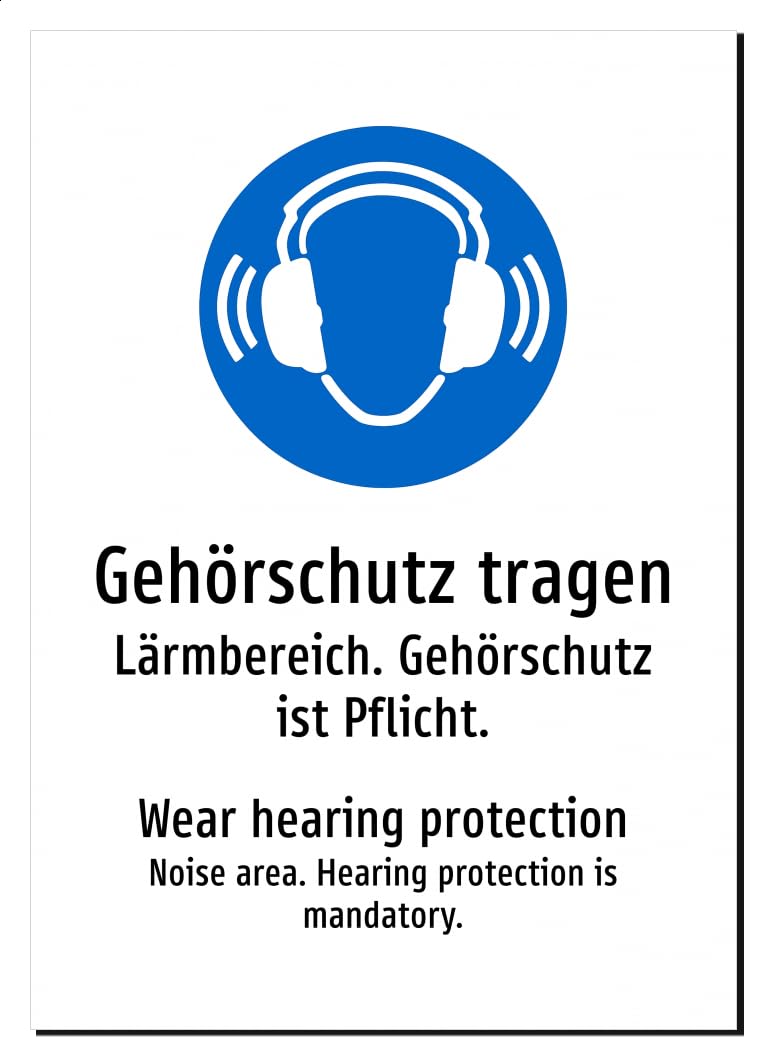 45150-DEEN-S-09 | Gehörschutz tragen Schild Deutsch Englisch | zweisprachig