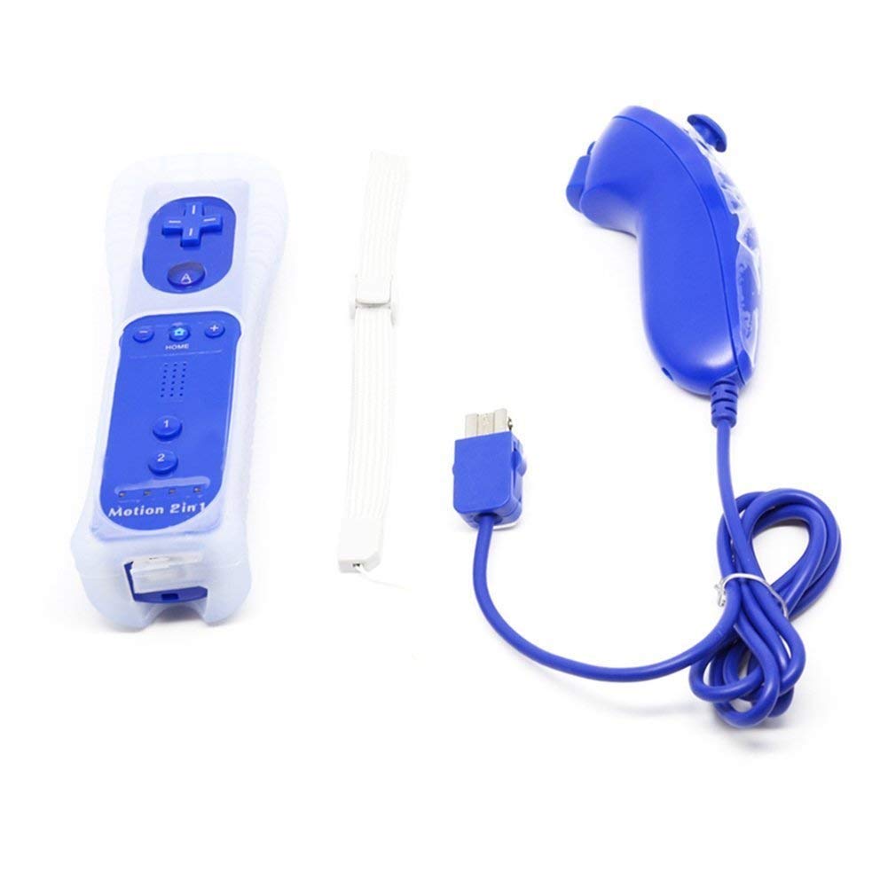 Manette de Jeu Motion Plus pour Wii et Wii U, Accélérateur de Jeu Télécommandé Elégant pour Nintendo Wii et Wii U avec Housse de Protection (Bleu foncé)