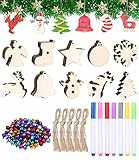 bricolaje de madera en barcelona 🎄【10 opciones diferentes】Adornos Navideños de Madera Los estilos incluyen copo de nieve, muñeco de nieve, ángel, árbol de navidad, calcetín de navidad, cinco estrellas, venado, campana, adornos y alces. Hay 10 piezas de cada estilo para un total de 100 adornos navideños. También están disponibles 100 campanas de colores, 100 cordeles de yute, 6 rotuladores de acuarela; un completo kit de manualidades navideñas para niños y adultos.