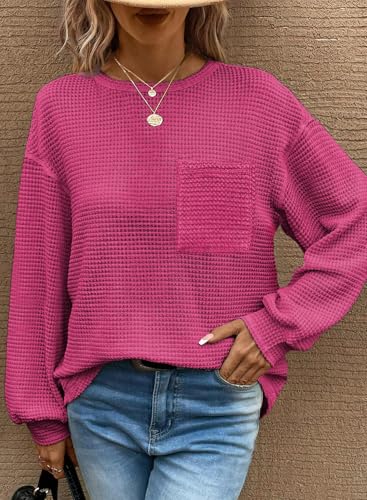 Dokotoo-Womens-Tops-2024-Oversized-Long-Sleeve-Crewneck-Waffle-Knit-Shirts-Business-Casual-Blouses-Basic-Shirts