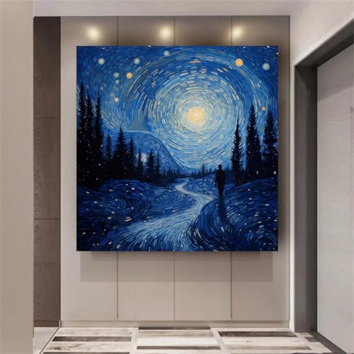Peinture sur toile ciel étoilé YAJNILUCK 90x120 cm avec cadre déco salon
