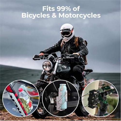Image of Bike Cup Holder Motorcycle Bicycle Water Bottle Holder Bicycle Bumper Cup Holder 360 Rotation Fit Adaptive Cycling & Motorcycle Cup Holder with Automatic Clamping (Mysterious Black)